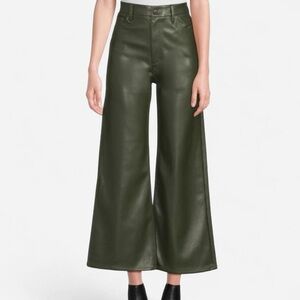 JOE'S JEANS Faux Leather Army Green Cropped Wide Leg Pants 26 NWOT